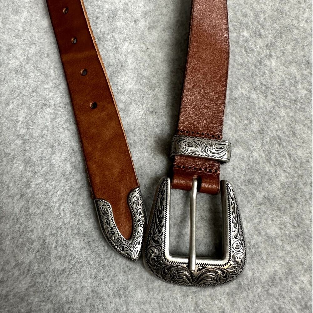 Leather Western Belt Women's M Brown Adjustable Urban Outfitters Rodeo Cowhide - Picture 3 of 11